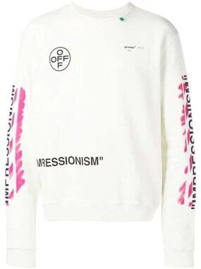 Off-White 2019 Impressionism White Graphic Sweatshirt Size Small